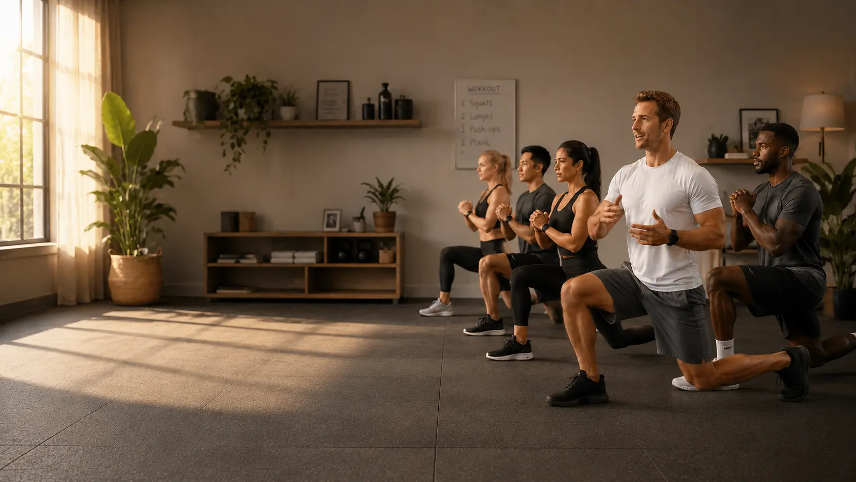 Séance de coaching sportif en petit groupe à domicile