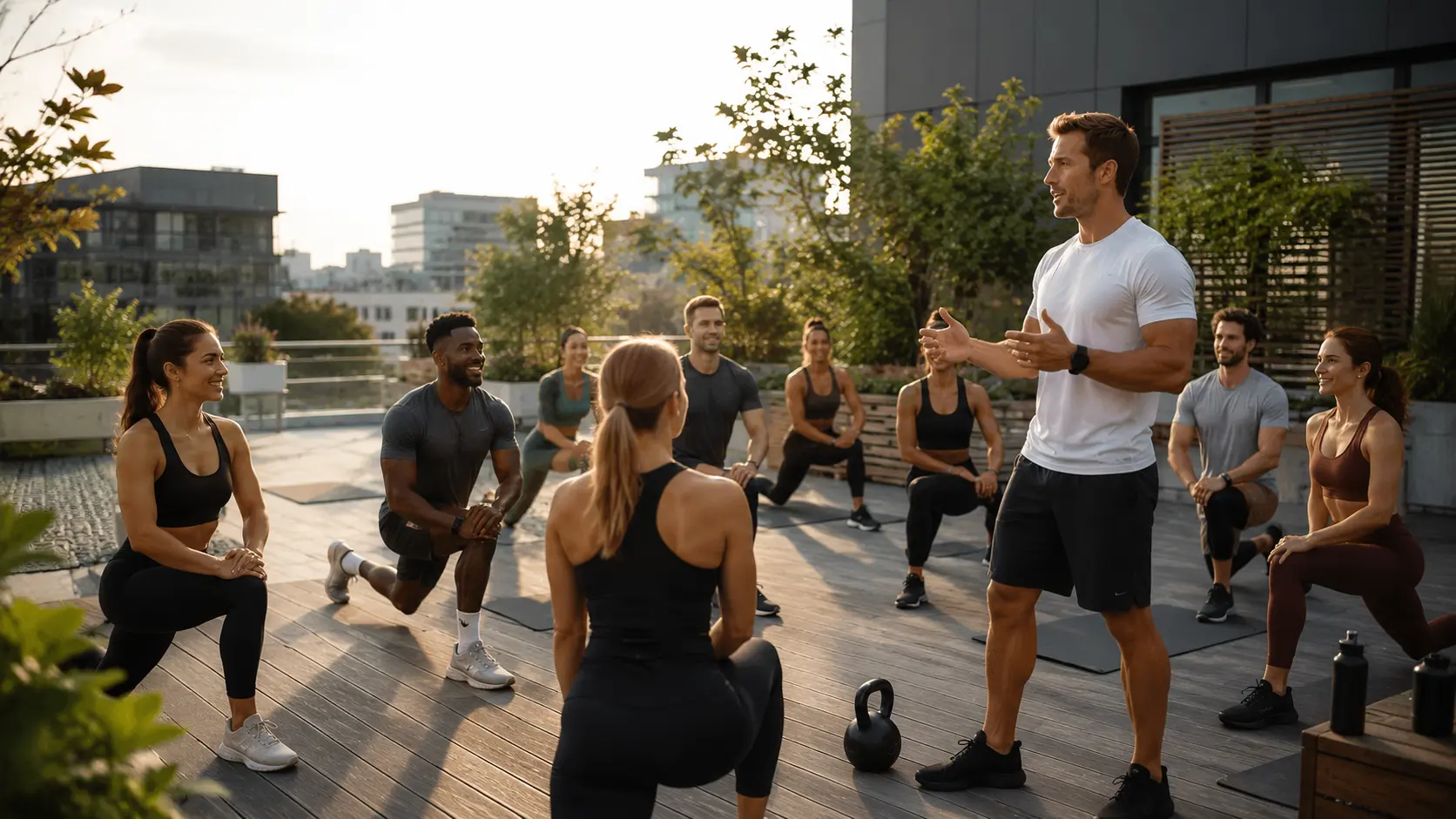 Coach sportif en entreprise lors d'une séance team-building